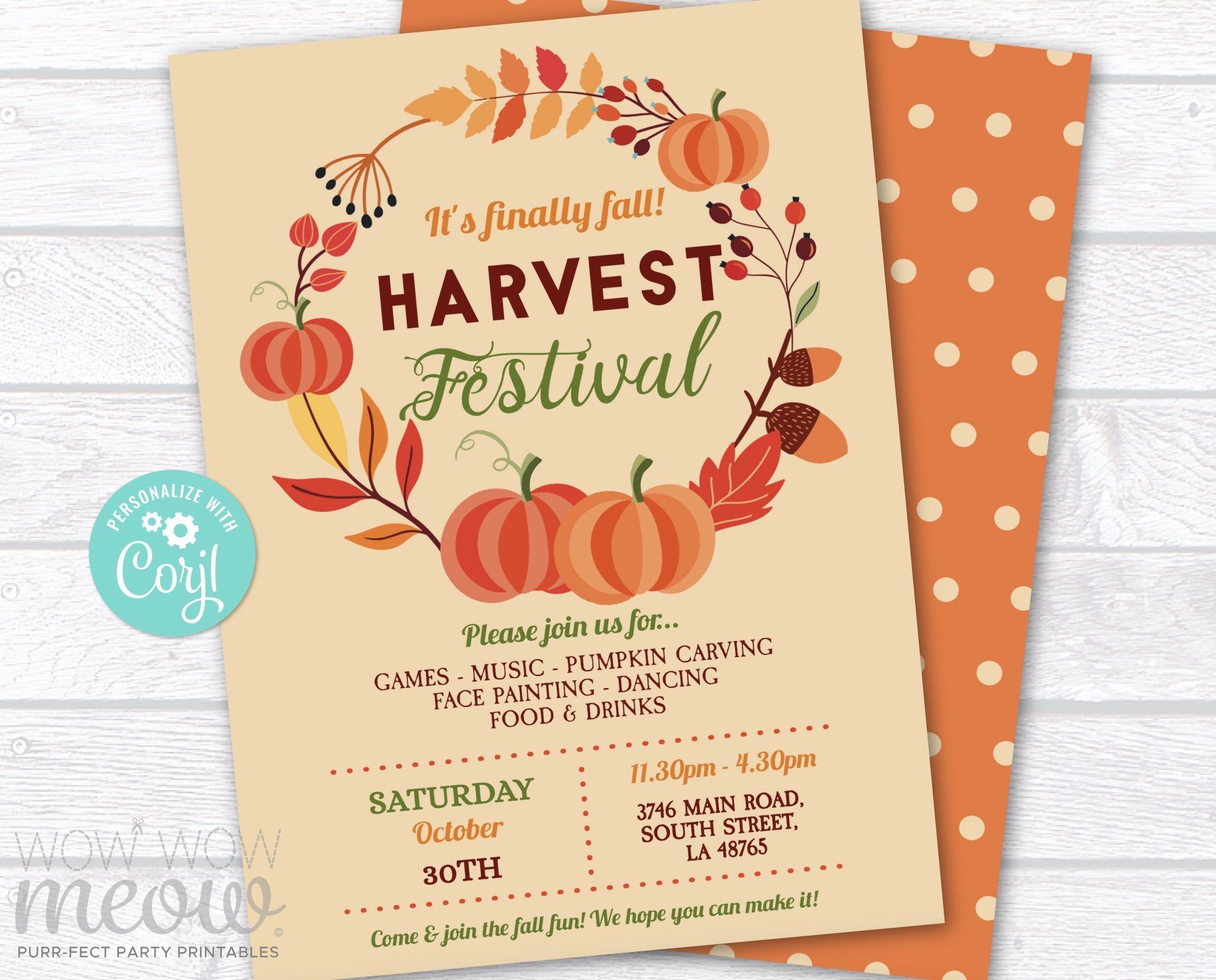 Fall Festival Invitation Template Free Printable Word Searches