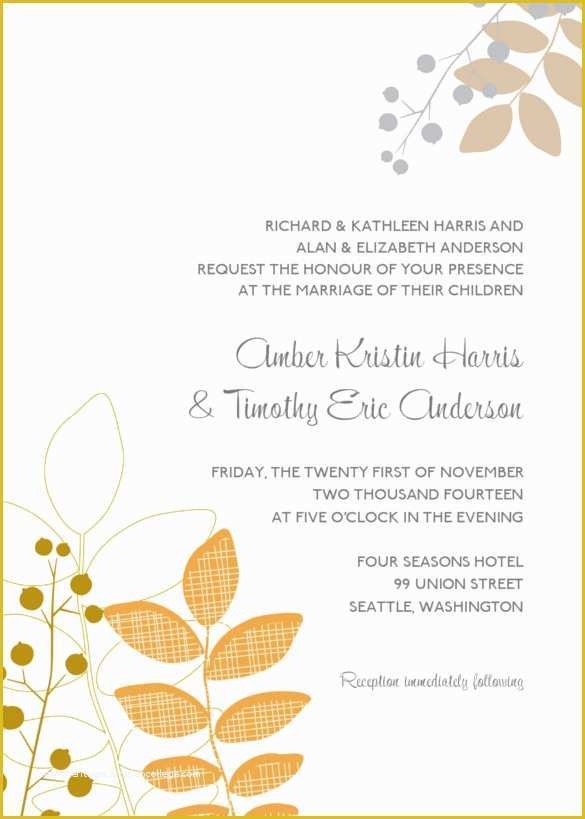 Fall Invitation Templates Free Of 26 Fall Wedding Invitation Templates 