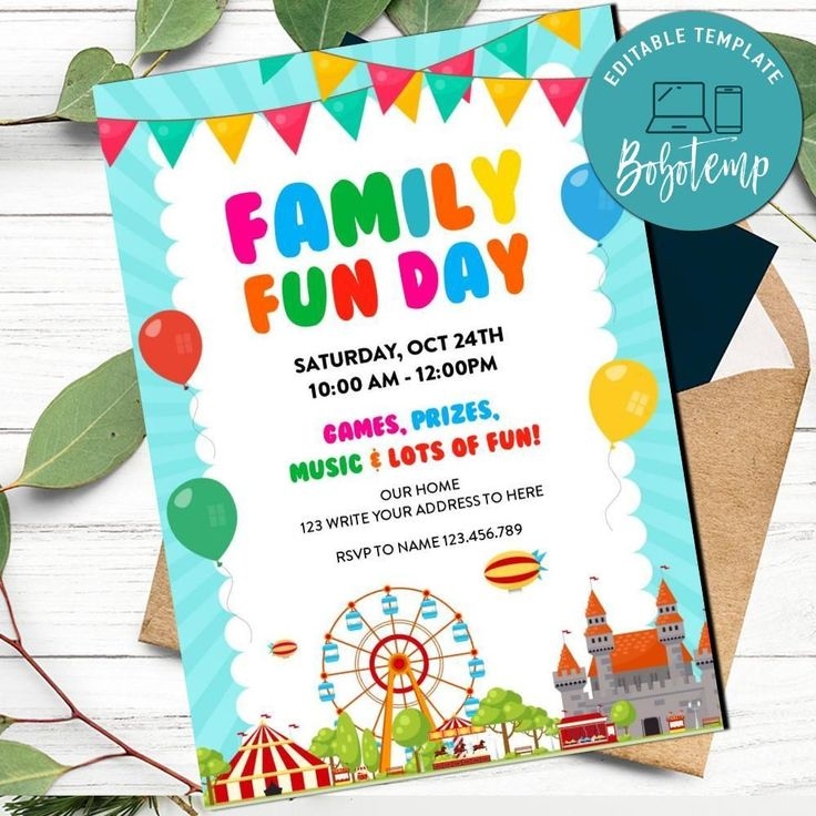 Family Fun Day Invitation Customizable Template Bobotemp Family Fun
