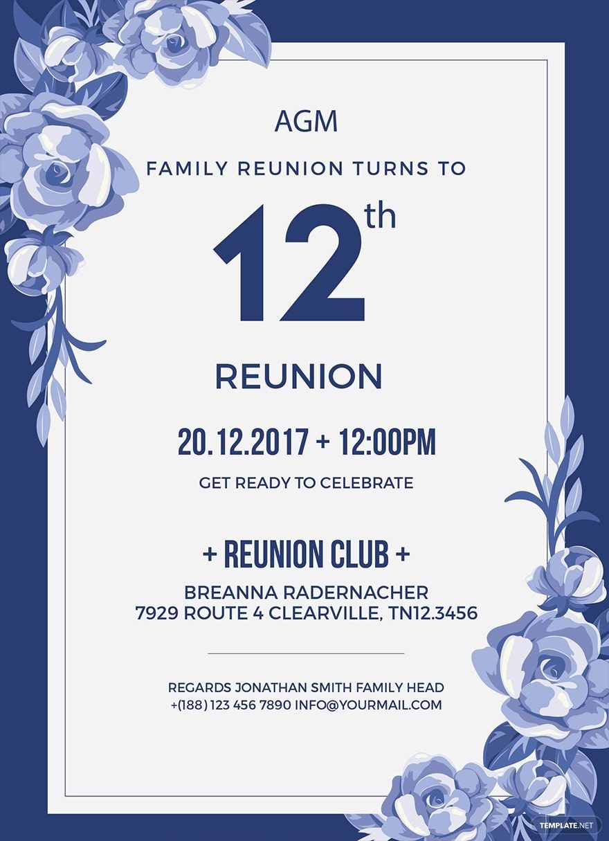 Family Reunion Invitation Template In Illustrator Publisher PSD Word 