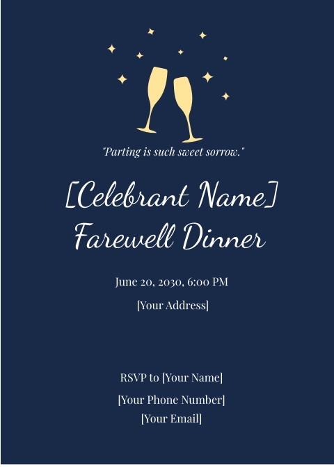 Farewell Dinner Invitation Template Edit Online Download Example 