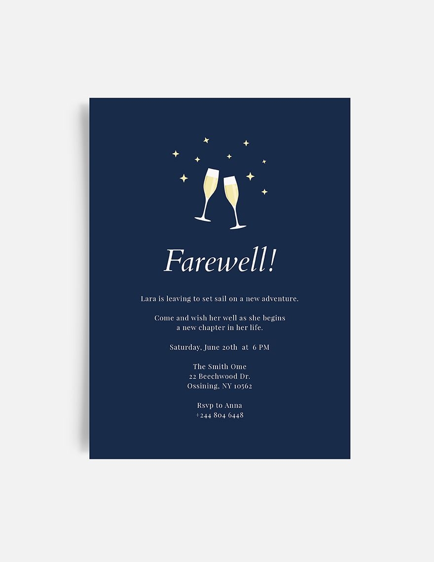 Farewell Dinner Invitation Template In Illustrator Word Pages PSD 