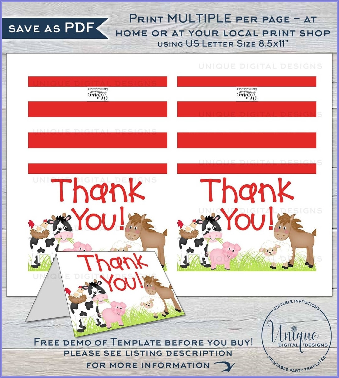 farm animal birthday invitation template