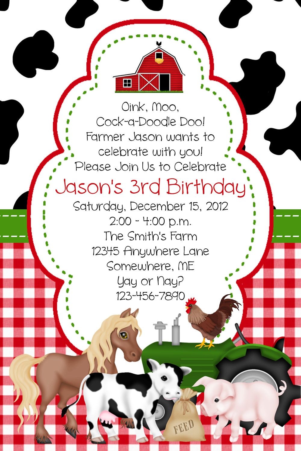 Farm Animal Birthday Invitation Template
