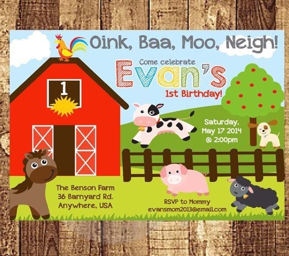 Farm Animal Birthday Party Invitations