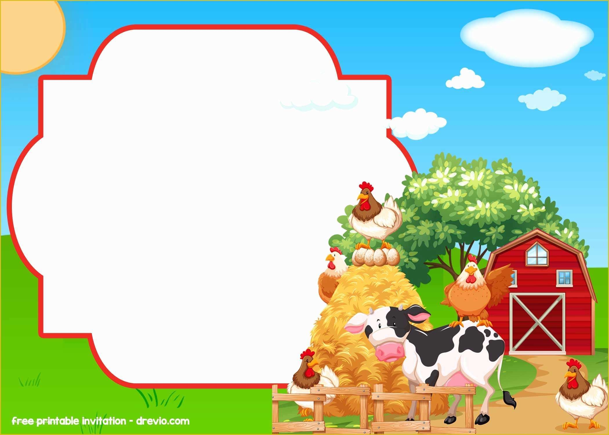 farm animal party invitation templates free