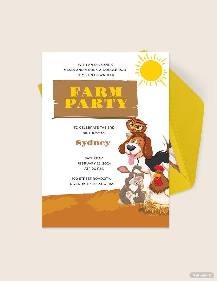 Farm Party Invitation Template In PSD Pages Illustrator Publisher