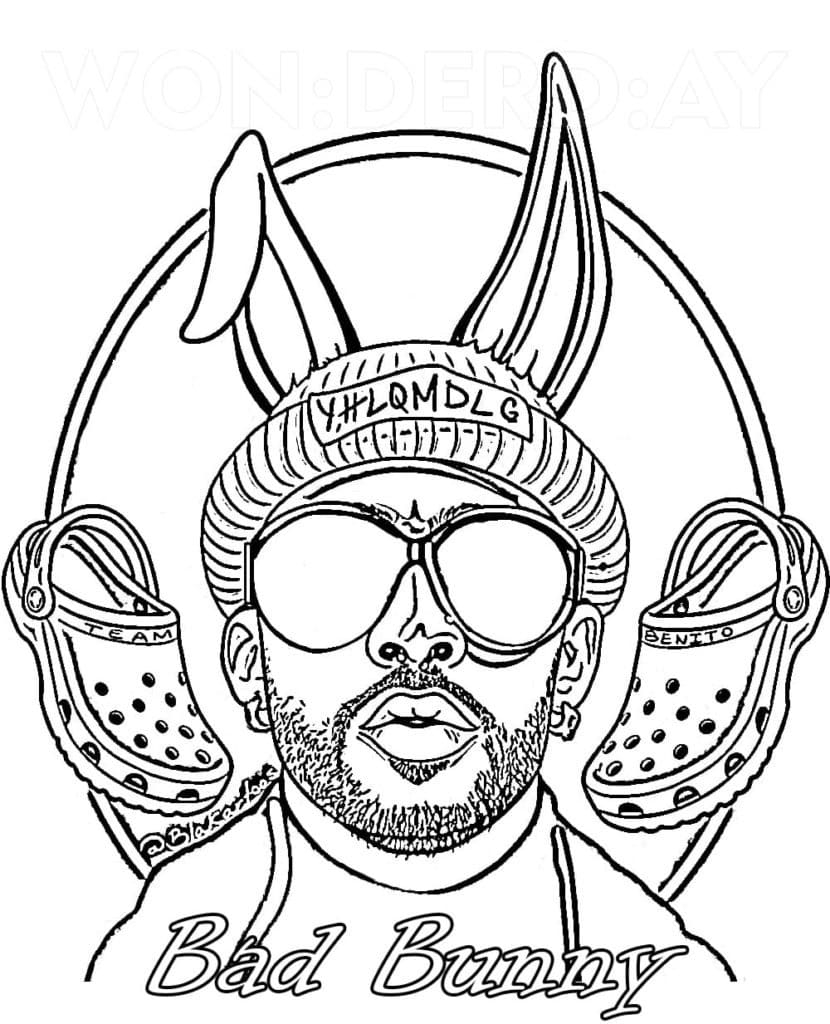 Fashionable Bad Bunny Coloring Page Free Printable Coloring Pages For 
