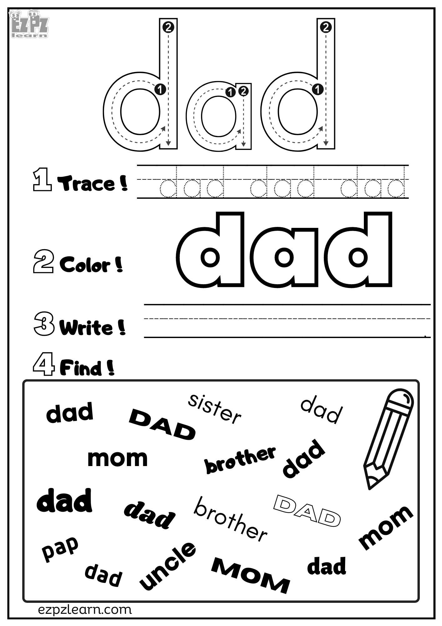 Fathers Day Tracing Activity For Kids Free PDF Download 