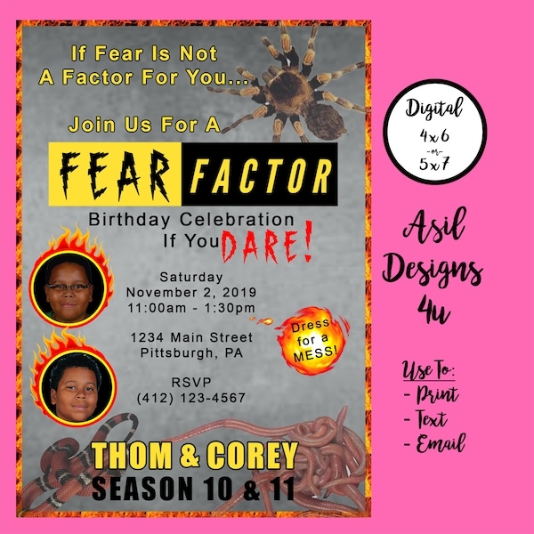 Fear Factor Birthday Invitation Etsy