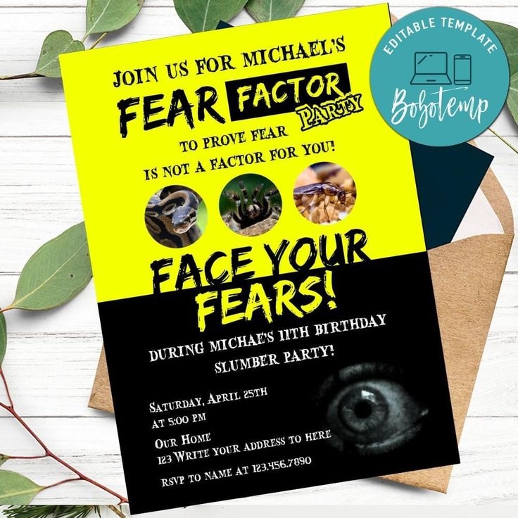 Fear Factor Party Invitation Template To Print At Home DIY Bobotemp 