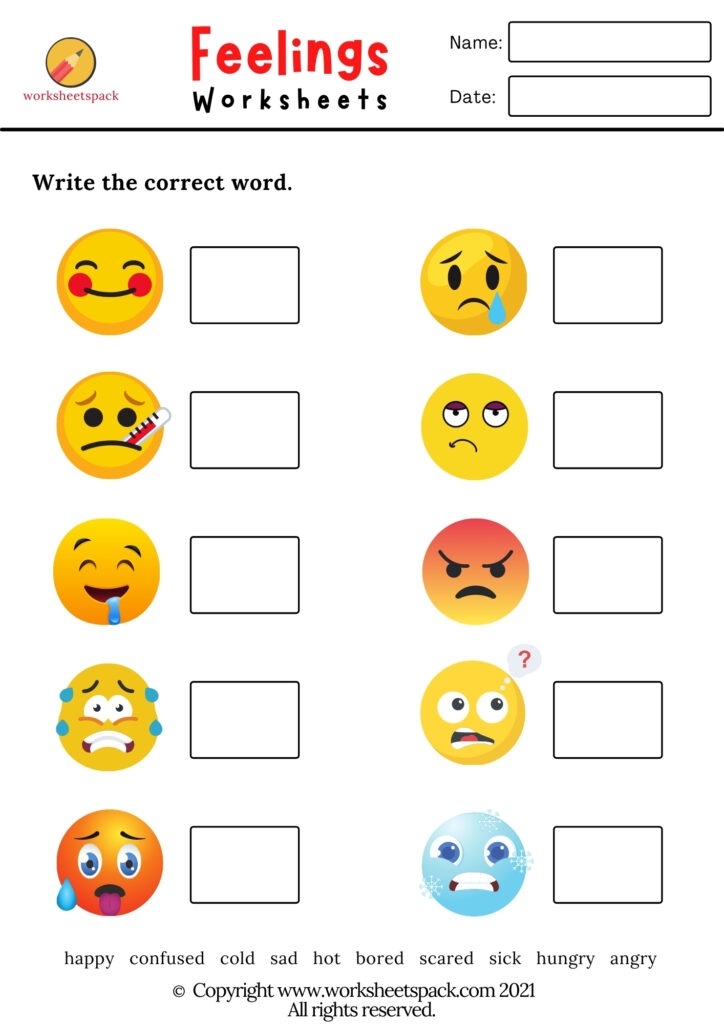 matching emotion worksheets for kindergarten