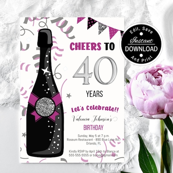 Female 40Th Birthday Invitation Templates