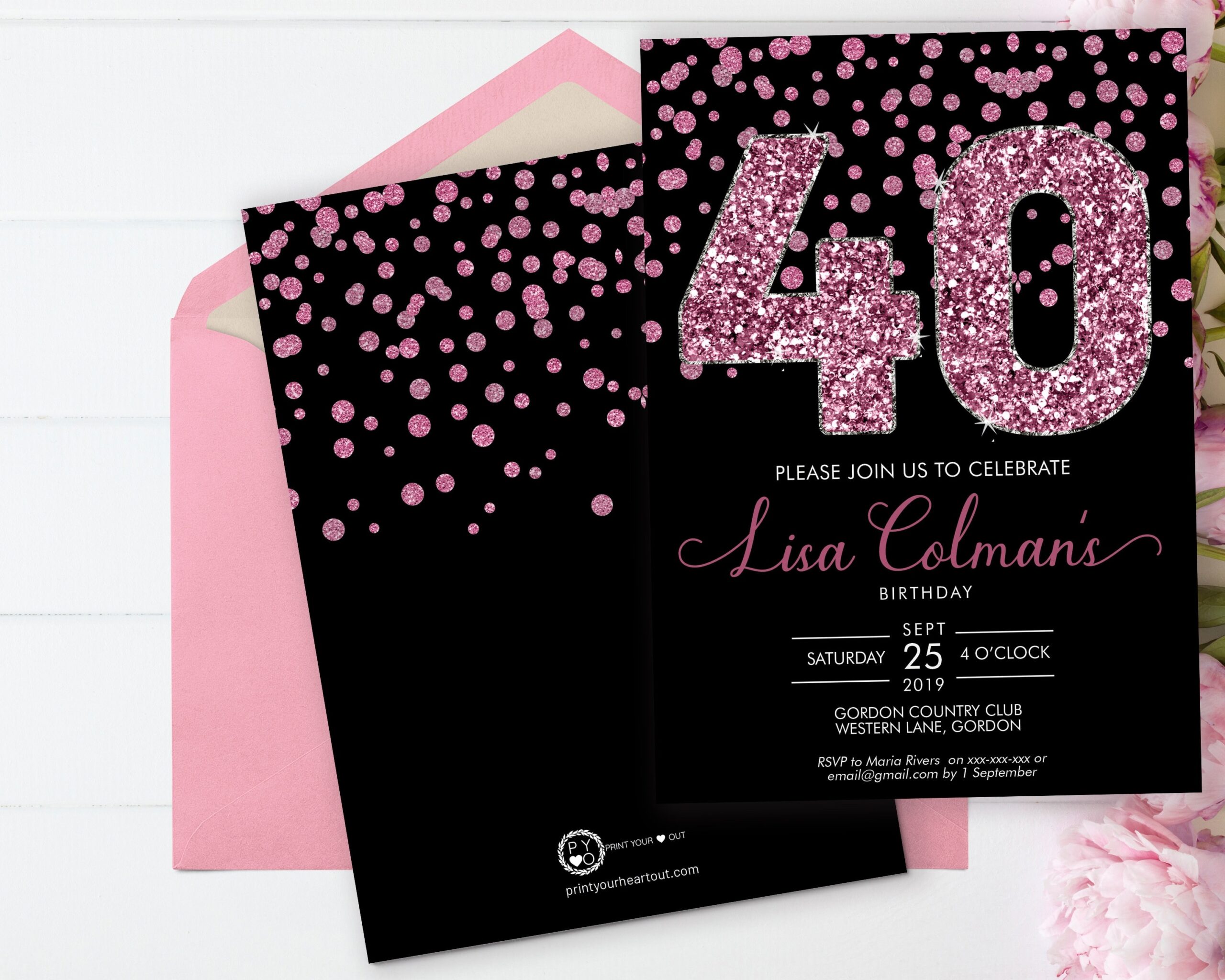 Female 40Th Birthday Invitation Templates