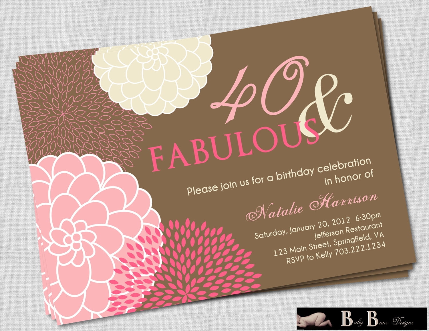 Female 40Th Birthday Invitation Templates