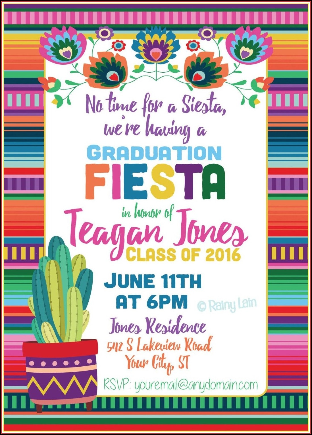 fiesta birthday invitation template