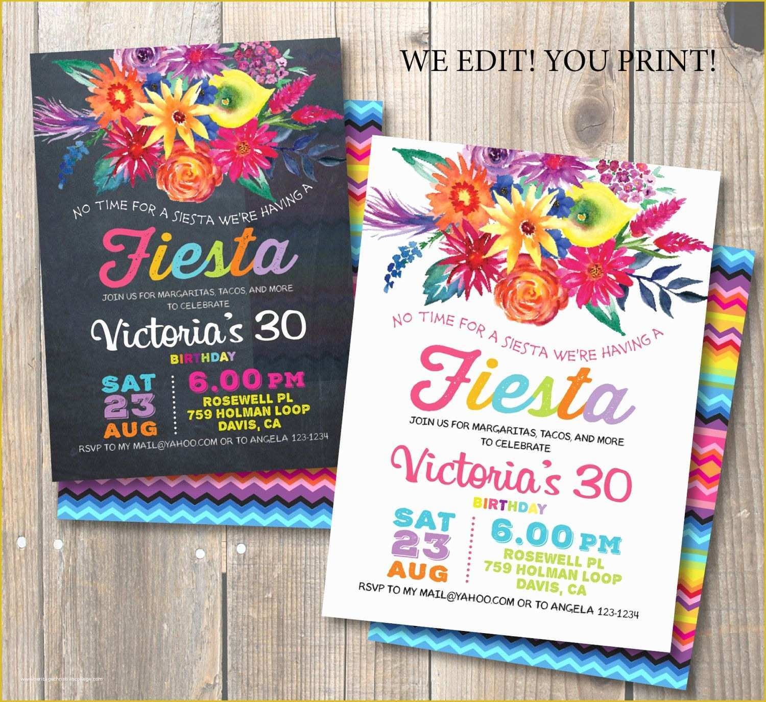 Fiesta Birthday Invitations Templates Free