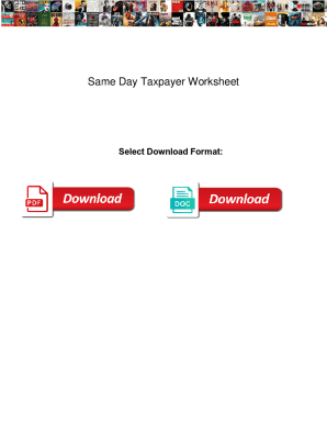 Fillable Online Same Day Taxpayer Worksheet Same Day Taxpayer