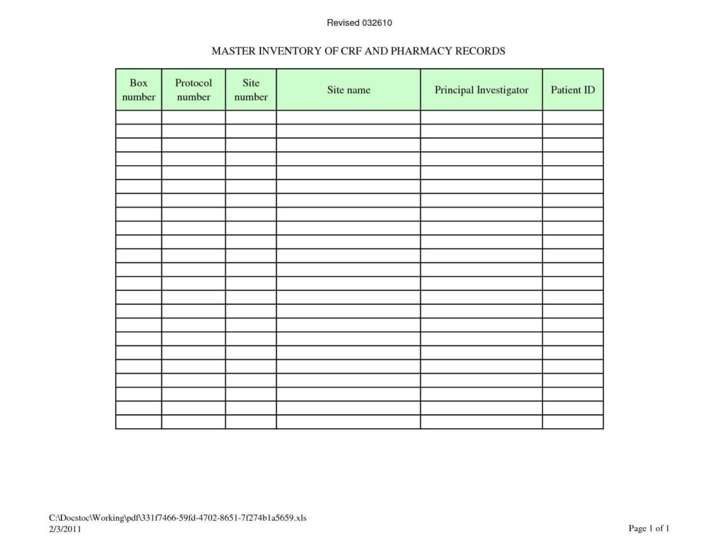 Financial Inventory Worksheet Excel Excel Templates