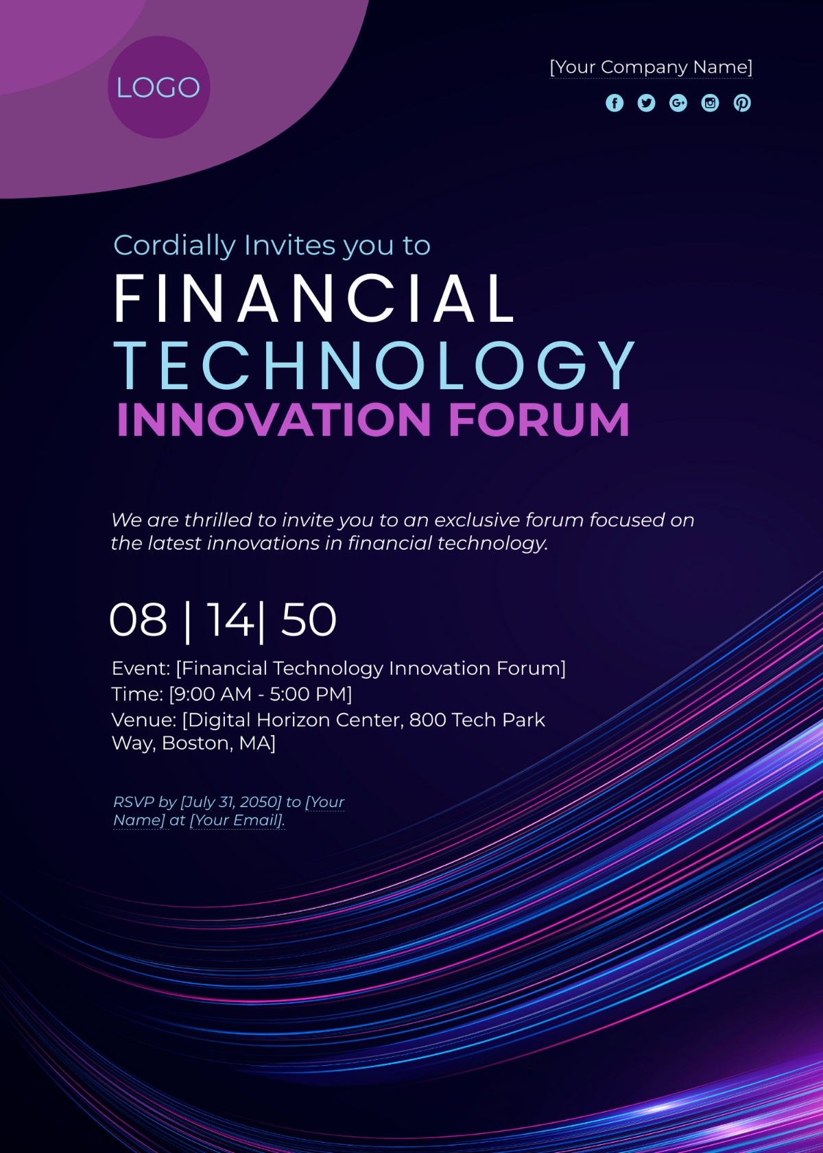 Financial Technology Innovation Forum Invitation Card Template Edit 