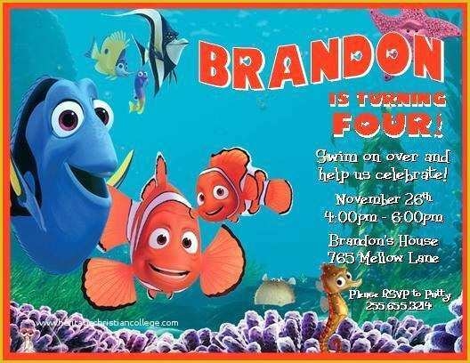 Finding Nemo Invitation Template Free Of Finding Nemo Birthday