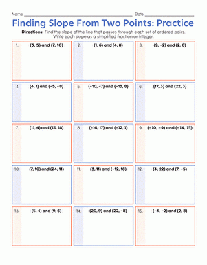 finding slope from 2 points worksheet