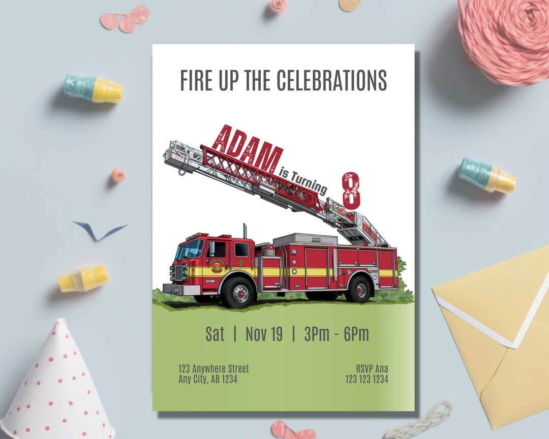 Fire Truck Invitation Template Fire Engine Invites Fire Truck Birthday 