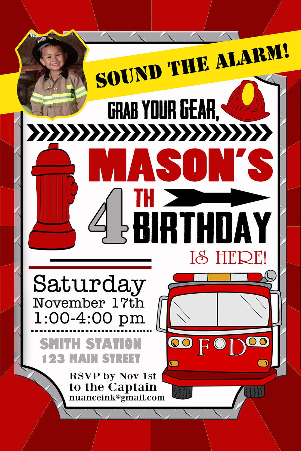 Firefighter Birthday Invitation Ideas Bagvania FREE Printable 