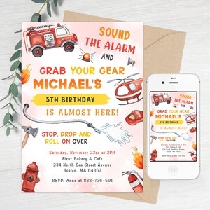 firefighter birthday invitation template