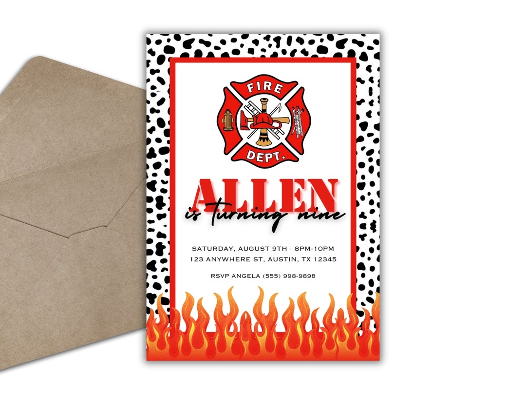 Fireman Invitation Template Fireman Birthday Invitation Fire 