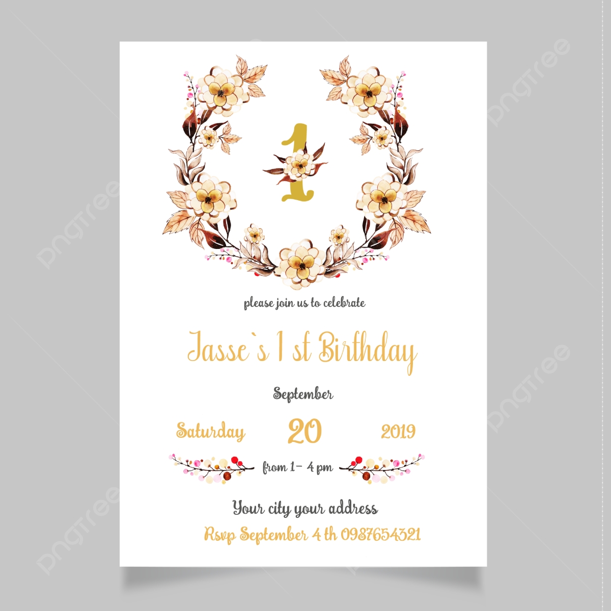 first birthday invitation card template
