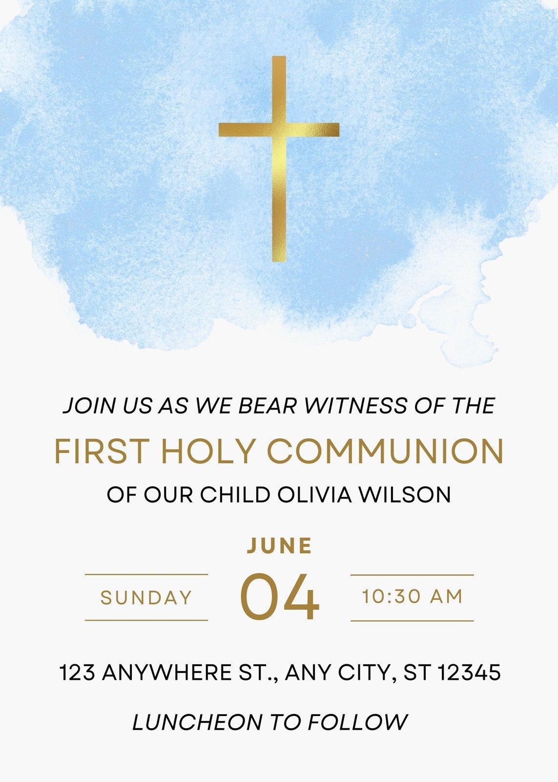 first holy communion invitation card template