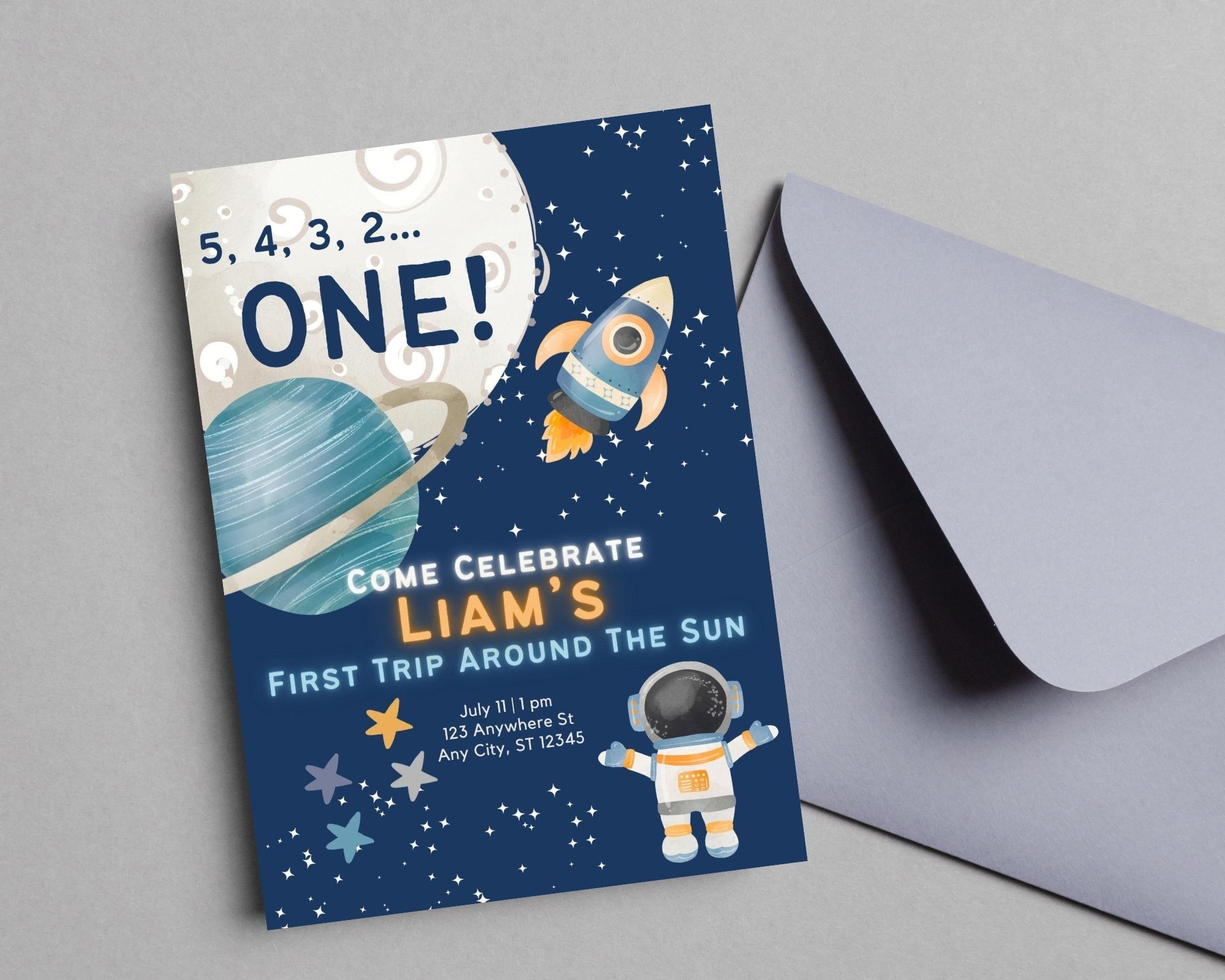 First Trip Around The Sun Invitation Template