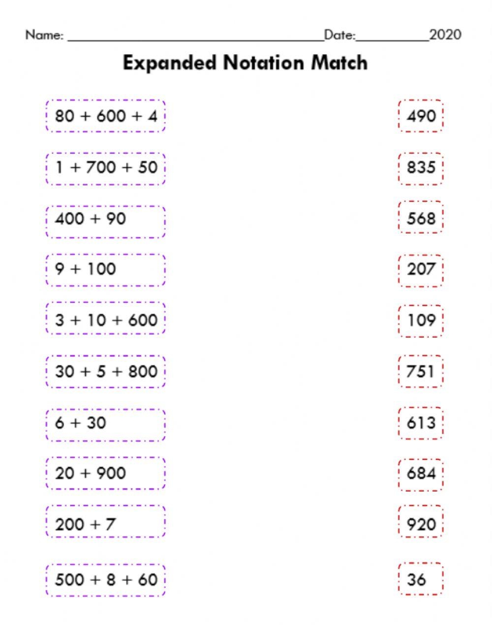expanded notation worksheets