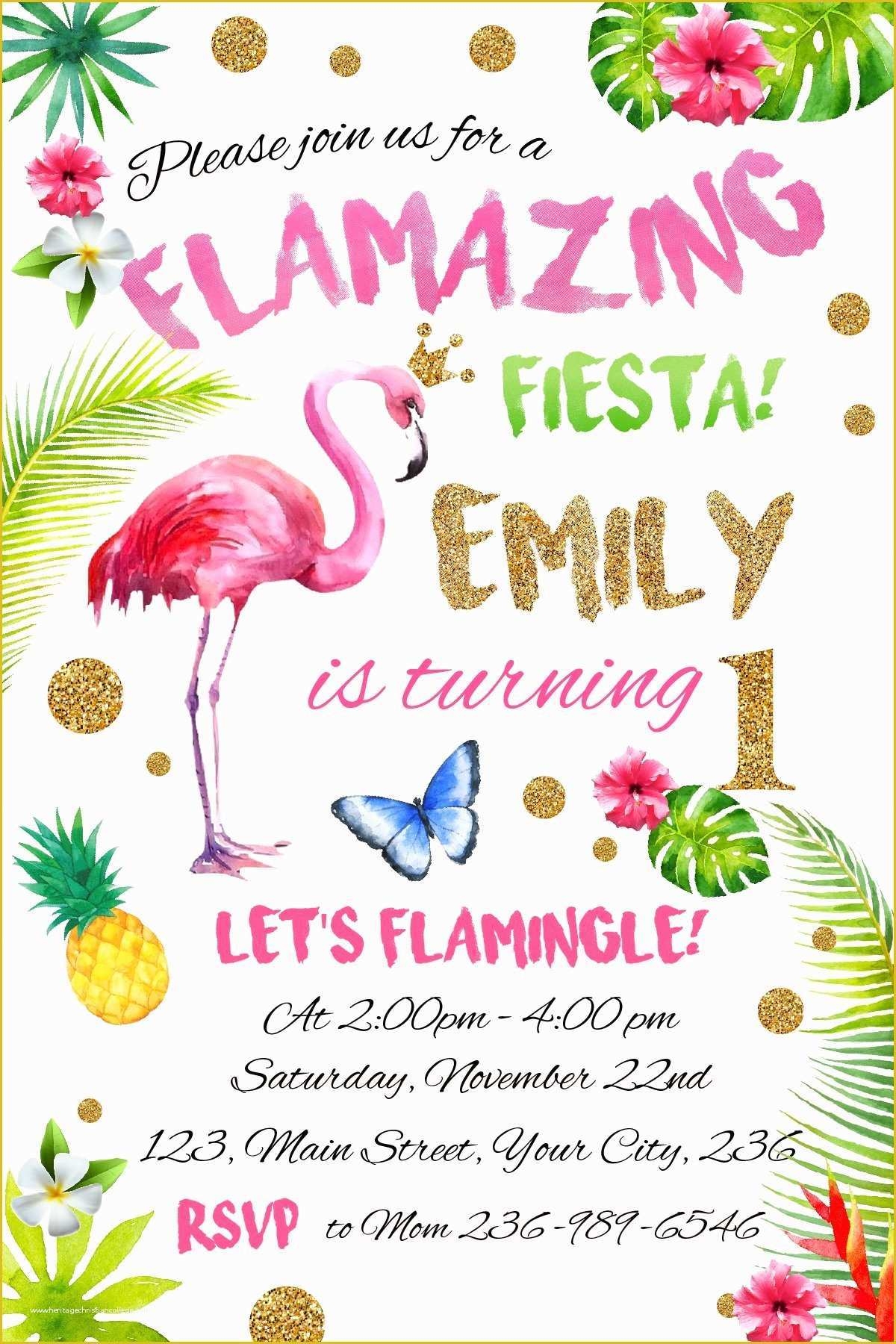 flamingo birthday invitation template