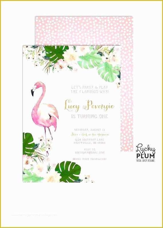 Flamingo Invitation Template Free Of Flamingo Birthday Invitations 1st 