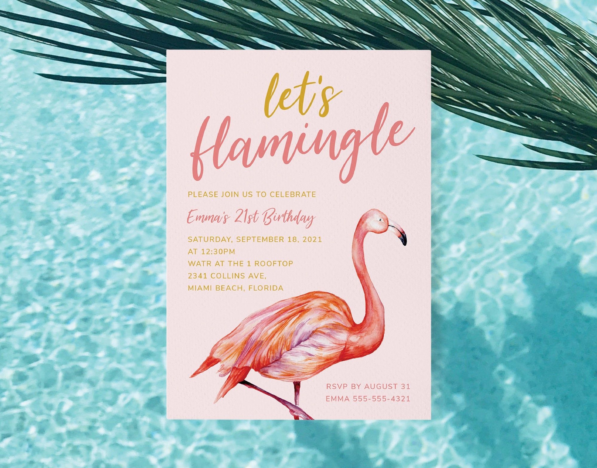 flamingo party invitation template free