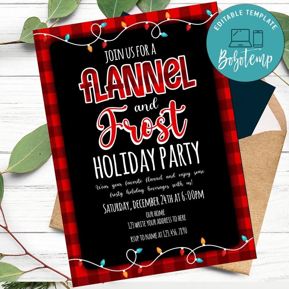 Flannel Invitation Customizable Template DIY Bobotemp
