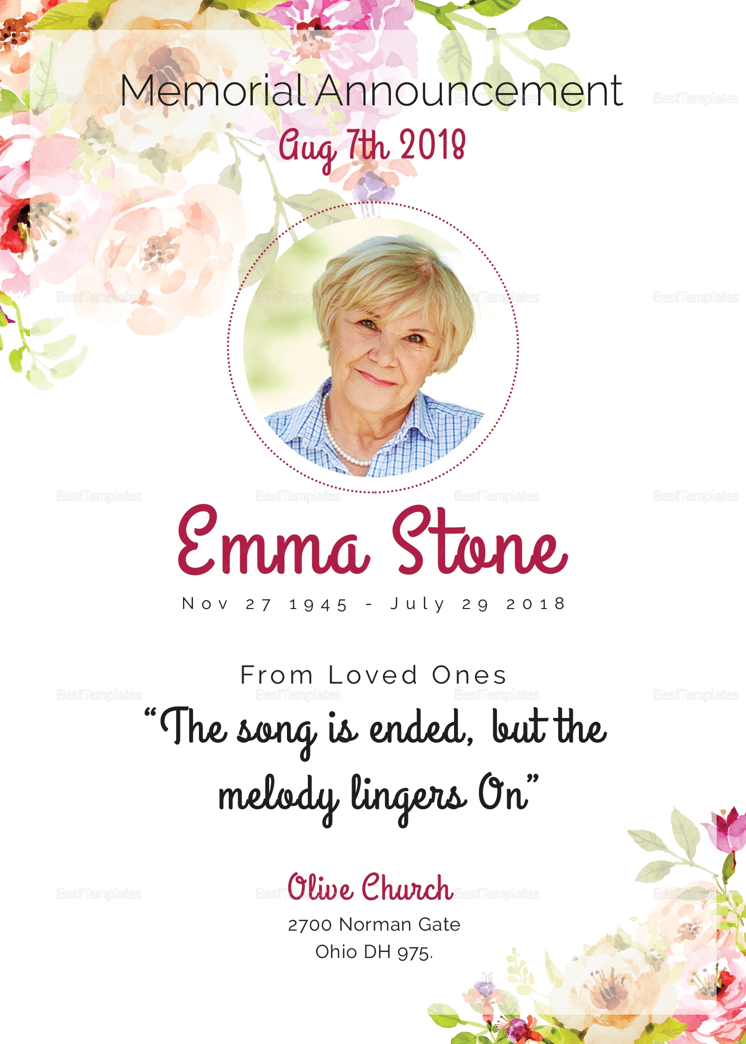 free online funeral invitation templates