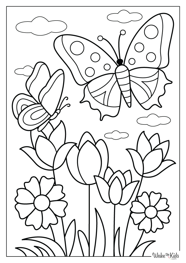 Flower And Butterfly Coloring Pages Free Printable PDFs WakeTheKids
