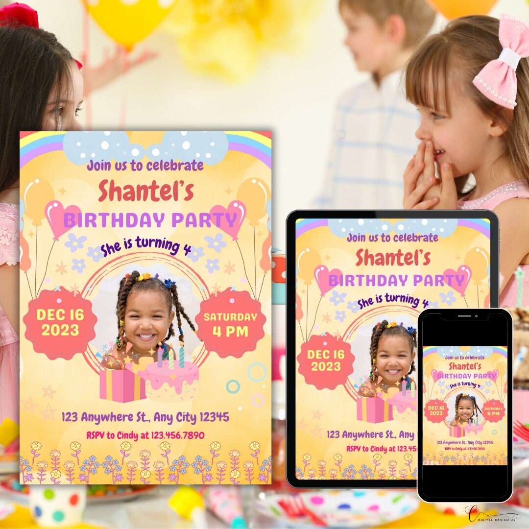 Flower Birthday Invitation Template Birthday Invitation Etsy