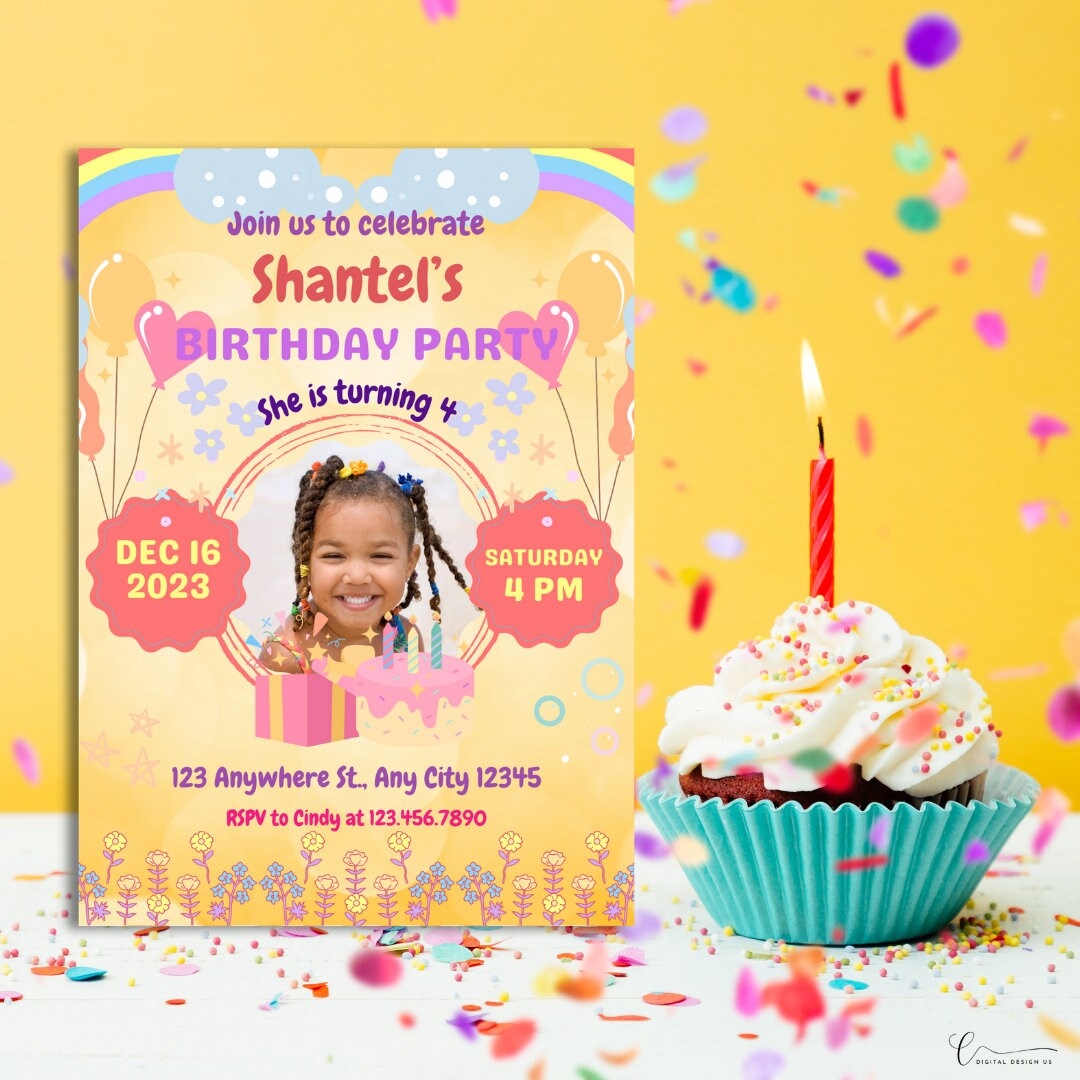 Flower Birthday Invitation Template Birthday Invitation Etsy