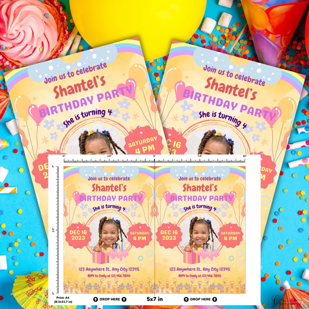 Flower Birthday Invitation Template Birthday Invitation Etsy