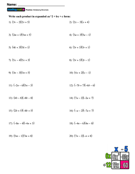 Foil Method To Multiply Binomials Example Practice Problem And 