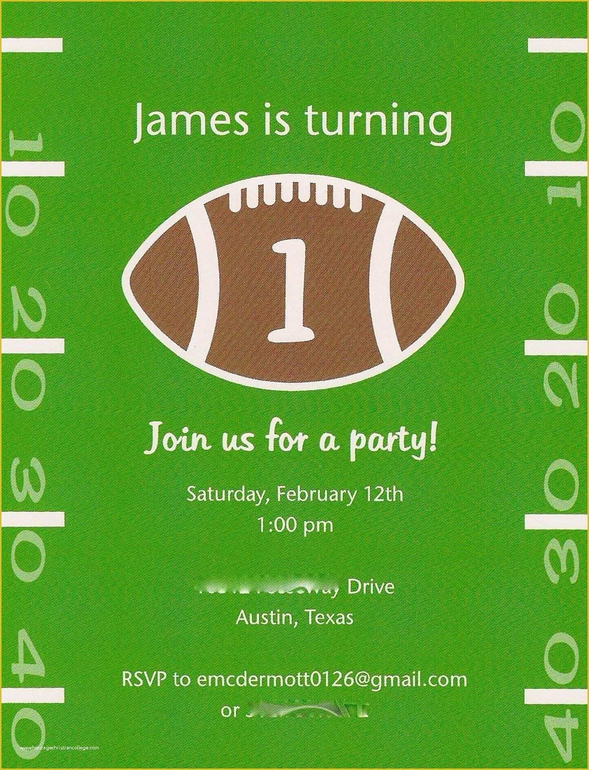 Football Birthday Party Invitation Templates Free Of Birthday Party