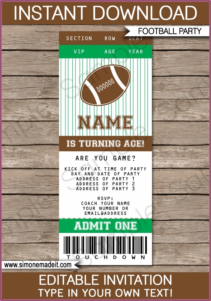 Football Invitations Templates Free Invitations Resume Examples 
