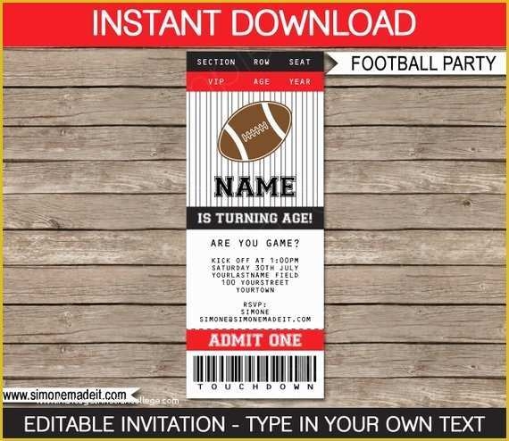 Football Ticket Invitation Template Free Of Football Ticket Invitation
