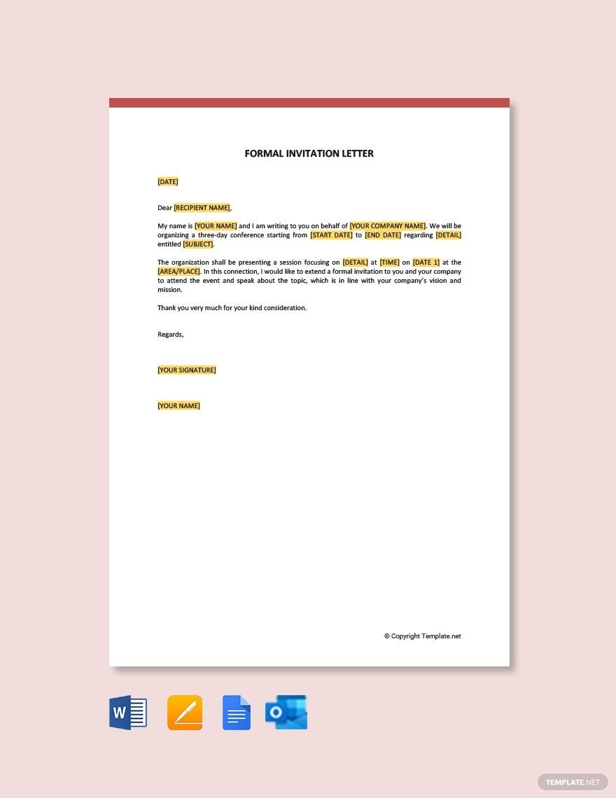 formal invitation letter template