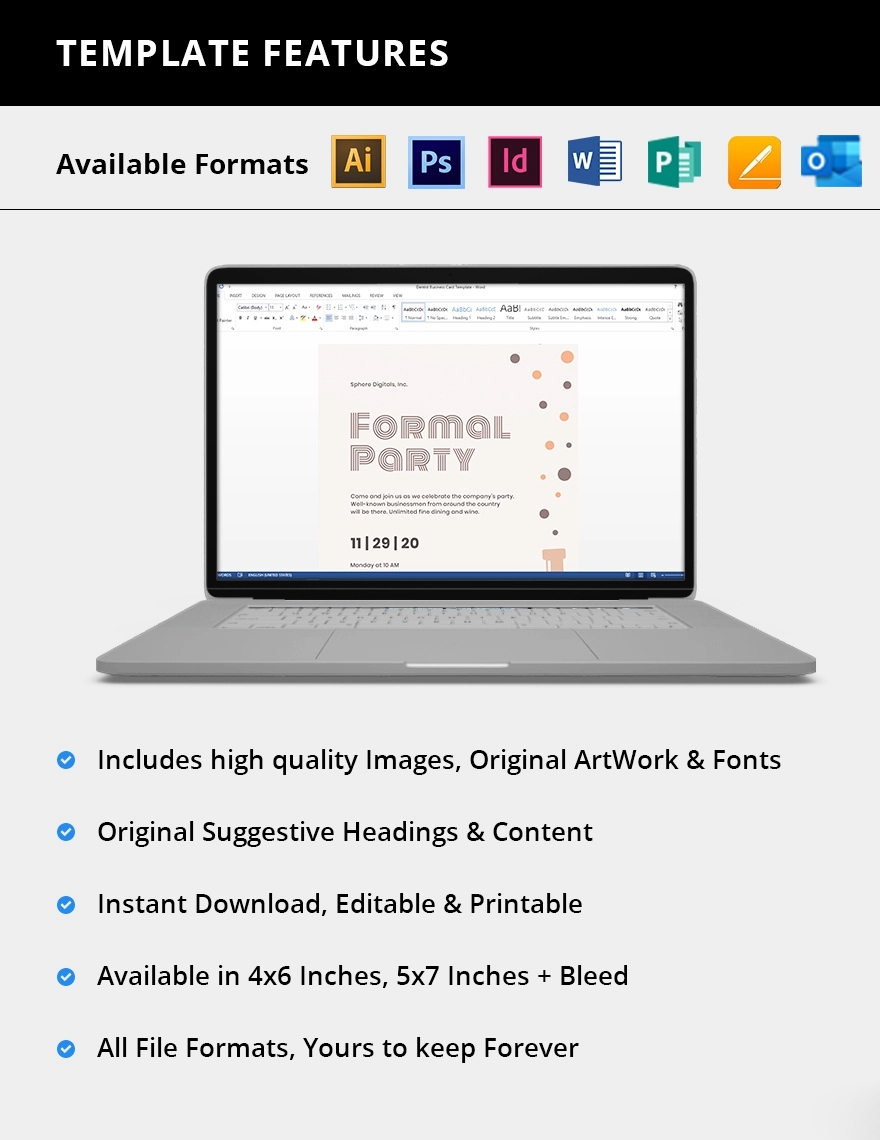Formal Party Invitation Template In Pages Word Illustrator PSD 