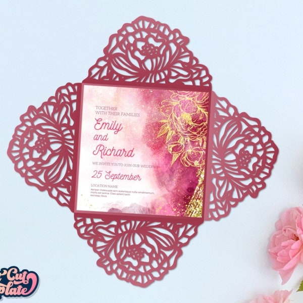 Four Fold Invitation Template Etsy